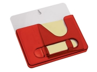 Подставка под ручки с бумажным блоком и крючками для ключей с двумя вариантами крепления - на холодильник и на стену, красная