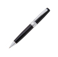 Шариковая ручка Pierre Cardin, MONARQUE, корпус - латунь и хром, отделка - хром + лак, цвет - черный/серебристый. Поворотный механизм.