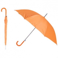 Зонт-трость с пластиковой изогнутой ручкой, полуавтомат, цвет ручки и купола оранжевый 172 С
