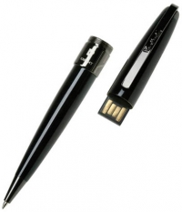 Шариковая ручка Pierre Cardin, PROGRESS с флешкой 8 Gb, корпус и колпачок - латунь и лак, отделка и детали дизайна - латунь и оружейный хром. Цвет - черный. Упаковка B