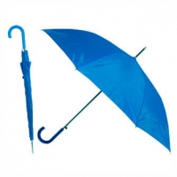 Зонт-трость с пластиковой изогнутой ручкой, полуавтомат, цвет ручки и купола синий 3015 С