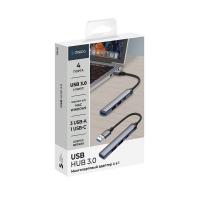 USB-хаб USB-A 3.0 + 2xUSB-A 2.0 + USB-C, серый